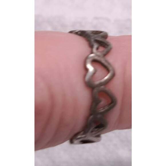 New Old Stock Toe or Finger Open Size Ring Sterling Silver Plated Hearts Tarnish - Picture 7 of 9